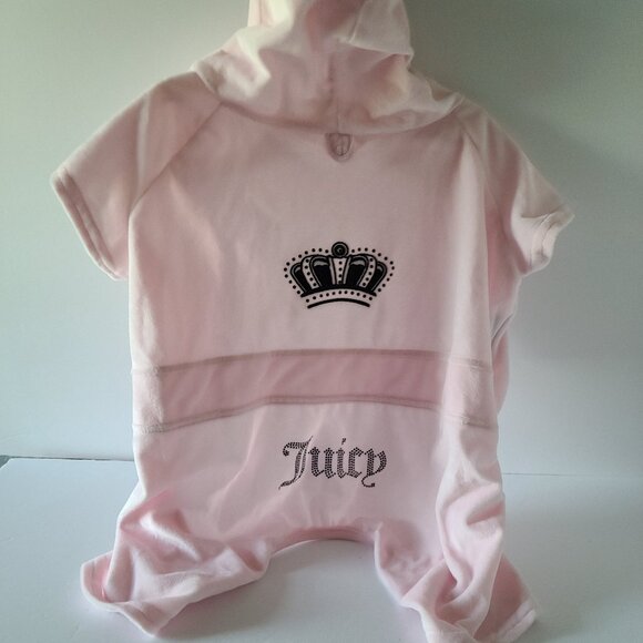 JUICY COUTURE PINK/BLACK TERRY BLING TRACKSUIT HOODIE | LOGO DETAIL |SZ M/L - Picture 1 of 11